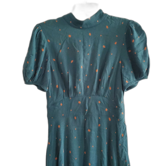 Free People Dress Women Size 0 Green Combo Boho A-Line Flare Keyhole Abbie - Picture 4 of 12